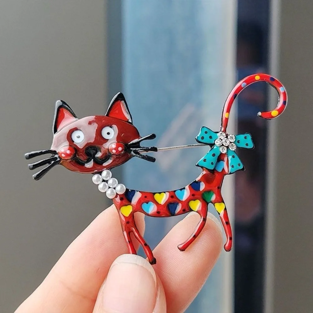 Cat Enamel Brooch Pin – Colorful Whimsical Kitty Jewelry Gift